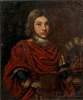 Continental School, 17th Century Style    Portrait of a Young Man in Armor