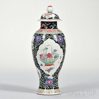 Famille Rose Decorated Porcelain Vase and Cover