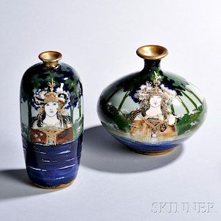 Two Teplitz Portrait Porcelain Vases