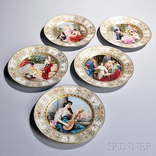 Five Vienna Porcelain Cabinet Plates