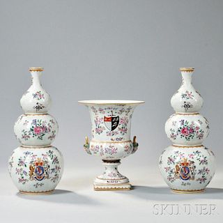 Pair of Samson Porcelain Chinese Export-style Vases and Urn