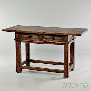 Continental Fruitwood Two-drawer Worktable