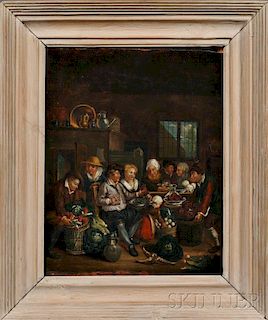 Dutch School, 17th Century Style      Tavern Interior with Figures Around a Table