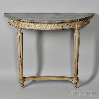 Louis XVI-style French Parcel-Giltwood Console