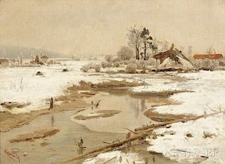 Herman Hartwich (American, 1853-1926)      Stream in Winter