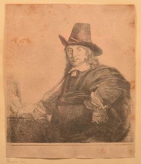 Rembrandt Etching of Artist Jan Asselyn, C. 1647.