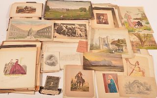 Large Lot of Engravings, Prints and Drawings.