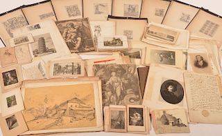 Large Lot of Engravings, Prints and Drawings.