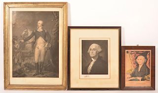 3 George Washington Engravings and Print.