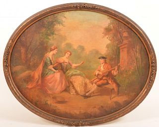Painting Depicting a French Courting Scene.