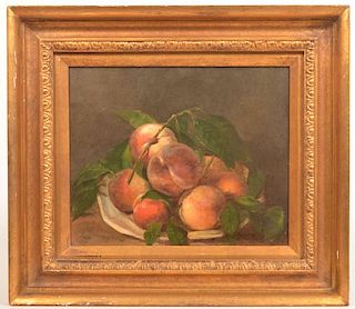 S.R. Fanshaw Still Life Painting of Peaches.