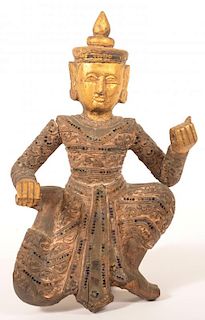 19th Cent. Carved and Gilt Thai Immortal Figure.