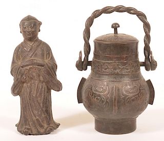 Two Antique Chinese Bronze Items.