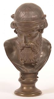 Unsigned Bronze Bust of a Greek God.