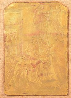 Engraved Copper Plaque of a Cathedral Scene.
