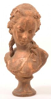 Terracotta Bust of a Woman, signed "LeBrun".