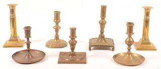 7 Various 18th/19th Century Brass Candlesticks.