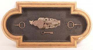 18th Century Style Engraved Iron Lock.
