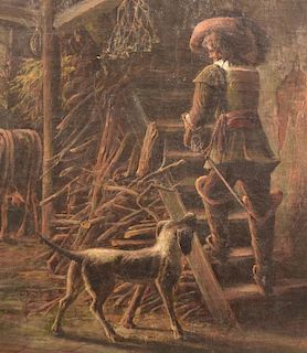 19th C. Painting Depicting a French Musketeer.