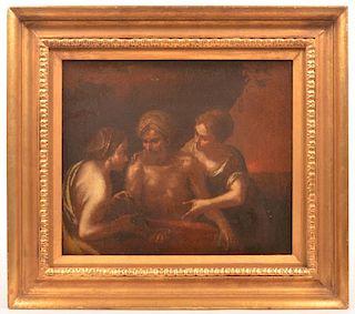 Unsigned Baroque Oil on Canvas Painting.