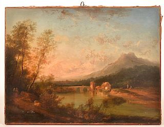 Continental 18th Cent. Oil landscape Painting.