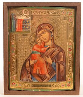 19th Century Russian Mother of God Icon.