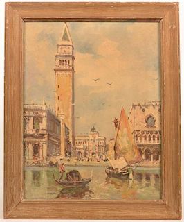 Unsigned Oil on Canvas Venice Scene.
