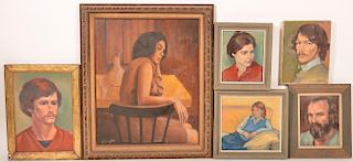 Six J. Cashore Oil Portrait Paintings.