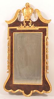19th C. Mahogany and Gilt Frame Wall Mirror.