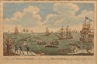 18th Century Hand Colored Maritime Engraving.