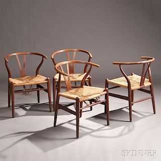 Four Hans Wegner (1914-2007) Wishbone Chairs
