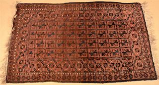 Oriental Geometric and Floral Pattern Area Rug.