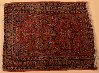 Small Floral Pattern Oriental Area Rug.
