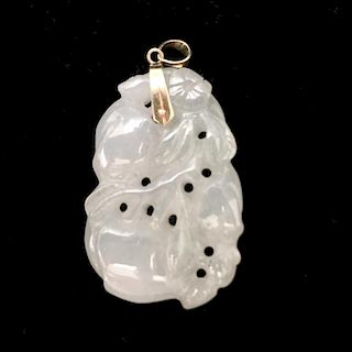 14K GOLD CHINESE OLD JADE PENDANT