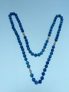 14K GOLD CHINESE OLD  LAPIS NECKLACE