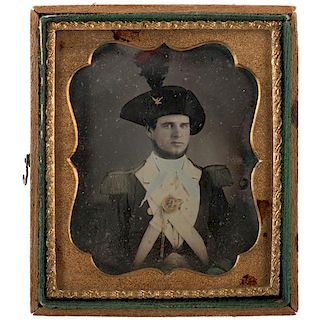 Sixth Plate Daguerreotype of 1840s Militiaman 