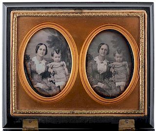 Mascher Stereodaguerreotype of Mother and Child 