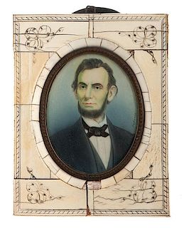 Abraham Lincoln, Oil on Ivory Painting 