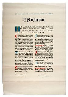 Harry S. Truman, World War II Victory Proclamation Signed as President 