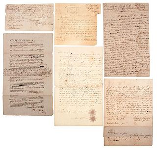 Georgia, Late 18th-20th Century Archive of Documents from Notable Military and Political Figures, Incl. Revolutionary War Hero Elijah Clark DS 