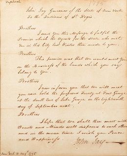 John Jay Manuscript DS to the St. Regis Indians, August 10, 1795 