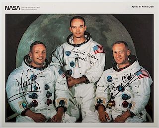 Apollo 11 Astronauts, Photograph Signed by Armstrong, Collins, and Aldrin