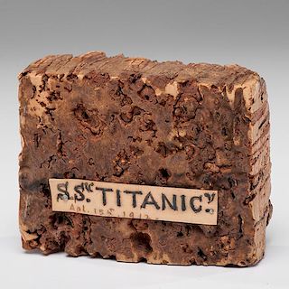 RMS Titanic, Cork from Life Belt Salvaged by Passengers of the RMS Carpathia 