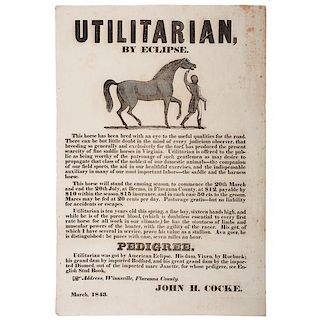 1843 Illustrated Virginia Broadside for the Sire Utilitarian 