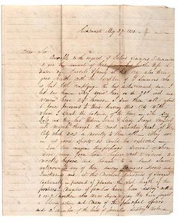 Black Hawk War-Period Letter, May 1832, Discussing Attacks Near Dixon's Ferry 