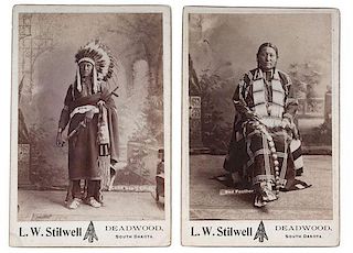 L.W. Stilwell Cabinet Photographs of Chief Lone Bear and Red Feather, Plus