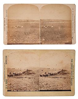Two Rare Early Stereoviews of Medicine Hat, Alberta, Including Mule Freighters 