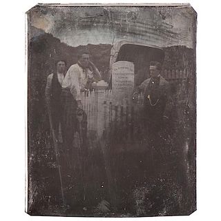 Half Plate Daguerreotype of Identified California Miner's Gravesite 