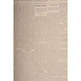 Oklahoma War Chief, Very Rare Newspaper Dedicated to Opening of Indian Territory to White Settlers, 3 Issues, 1883-1885 