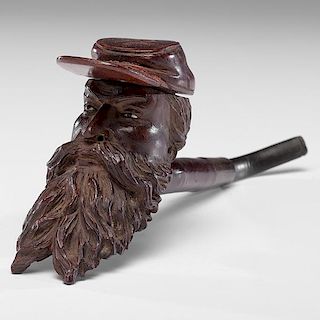 Folk Art Pipe Carved in the Likeness of Civil War Soldier 